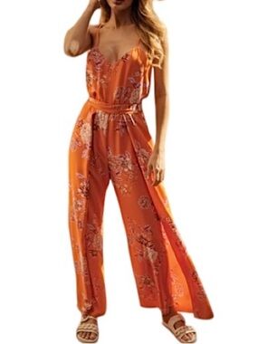 Vince Camuto Rio Gardens Tie Waist Pockets  Wide-Leg Jumpsuit